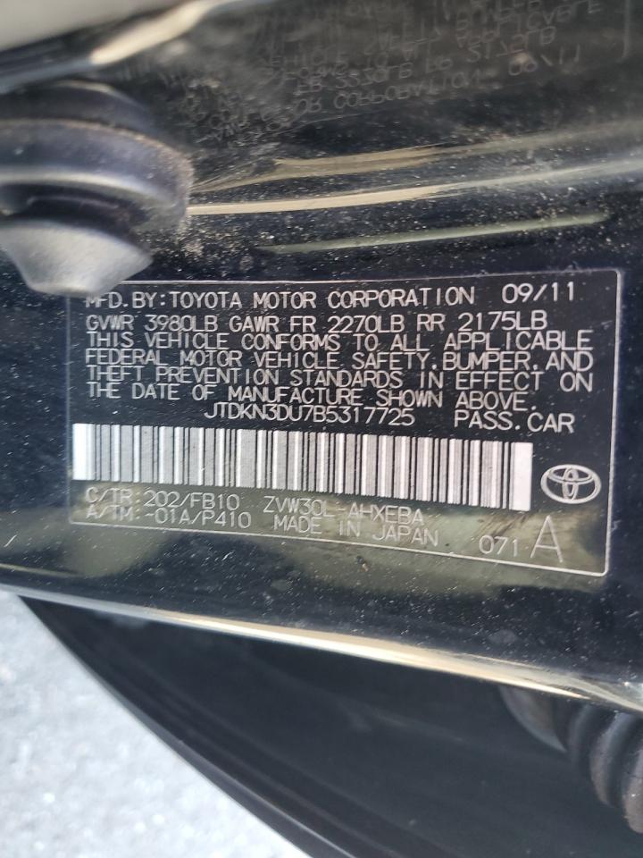 2011 Toyota Prius VIN: JTDKN3DU7B5317725 Lot: 62935455
