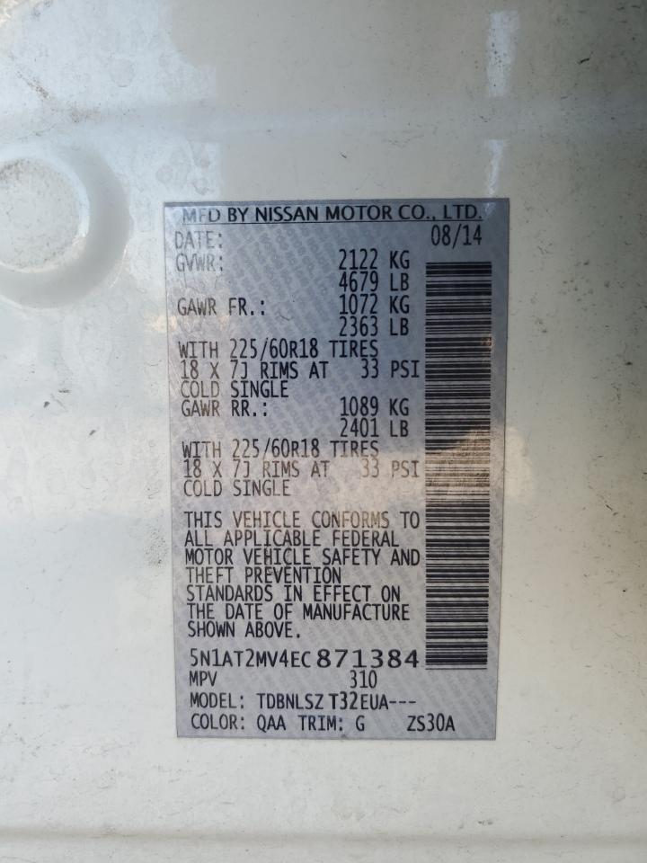 NISSAN ROGUE 2014 VIN 5N1AT2MV4EC871384 фото 13