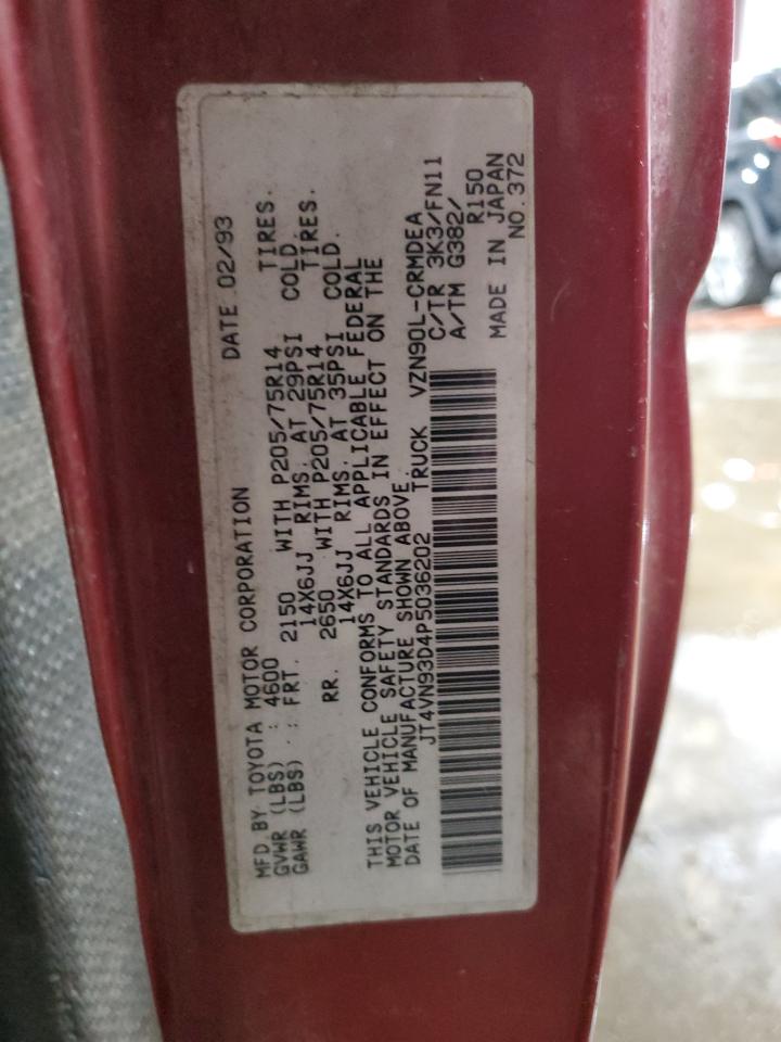 1993 Toyota Pickup 1/2 Ton Extra Long Wheelbase Dx VIN: JT4VN93D4P5036202 Lot: 60091885