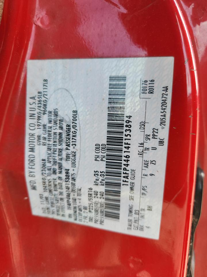 2004 Ford Mustang VIN: 1FAFP44614F153894 Lot: 63001335