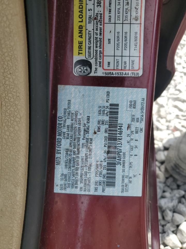 2007 Ford Fusion Se VIN: 3FAHP07137R146941 Lot: 58042235