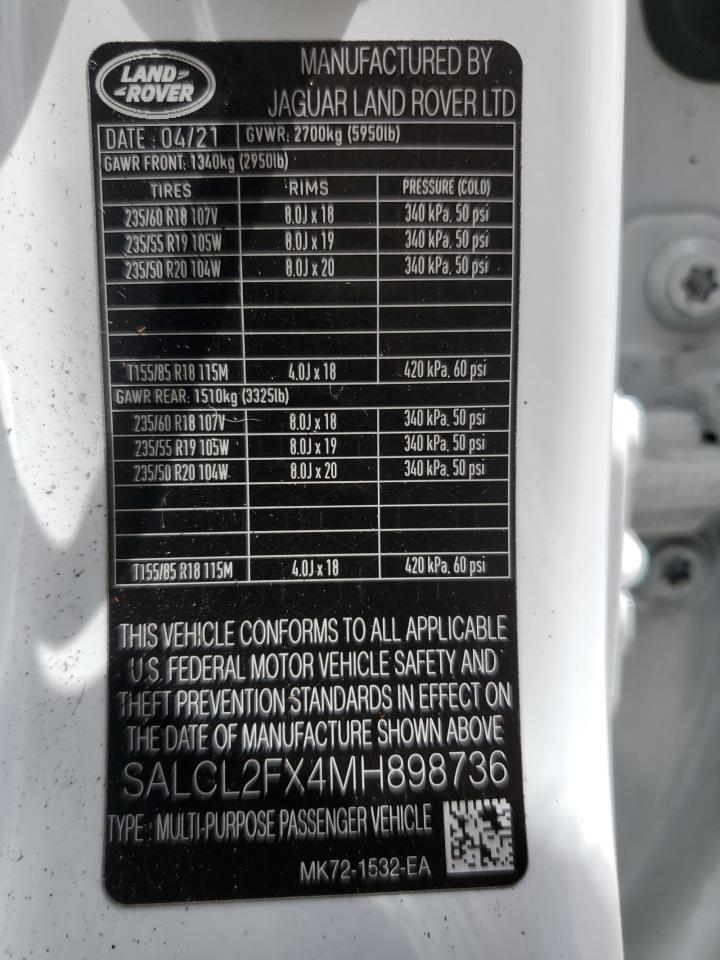 2021 Land Rover Discovery Sport Se R-Dynamic VIN: SALCL2FX4MH898736 Lot: 62702555