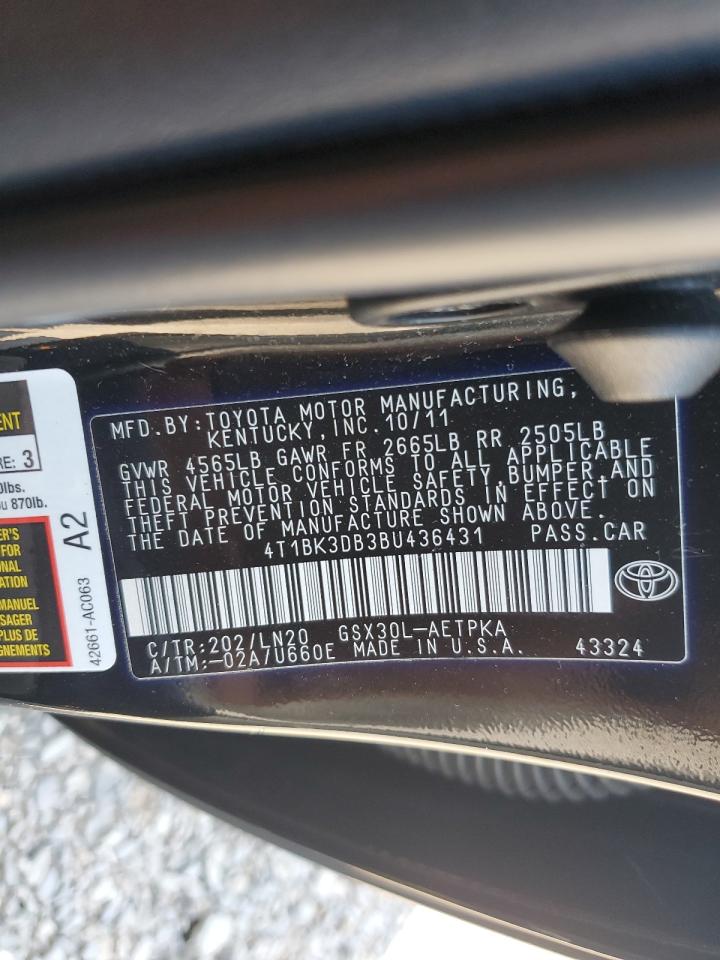 2011 Toyota Avalon Base VIN: 4T1BK3DB3BU436431 Lot: 61442885