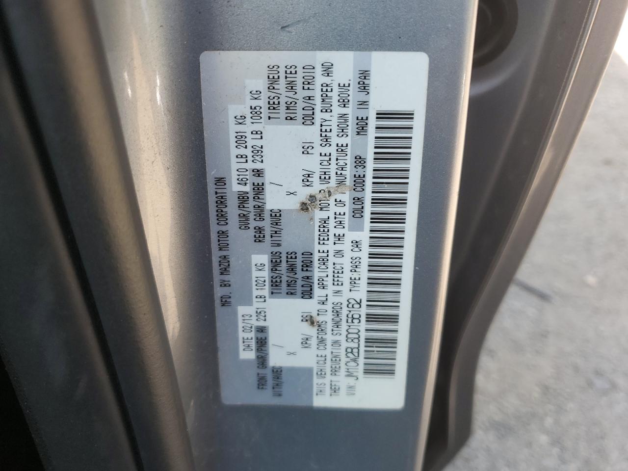 2013 Mazda 5 VIN: JM1CW2BL8D0156162 Lot: 62848615