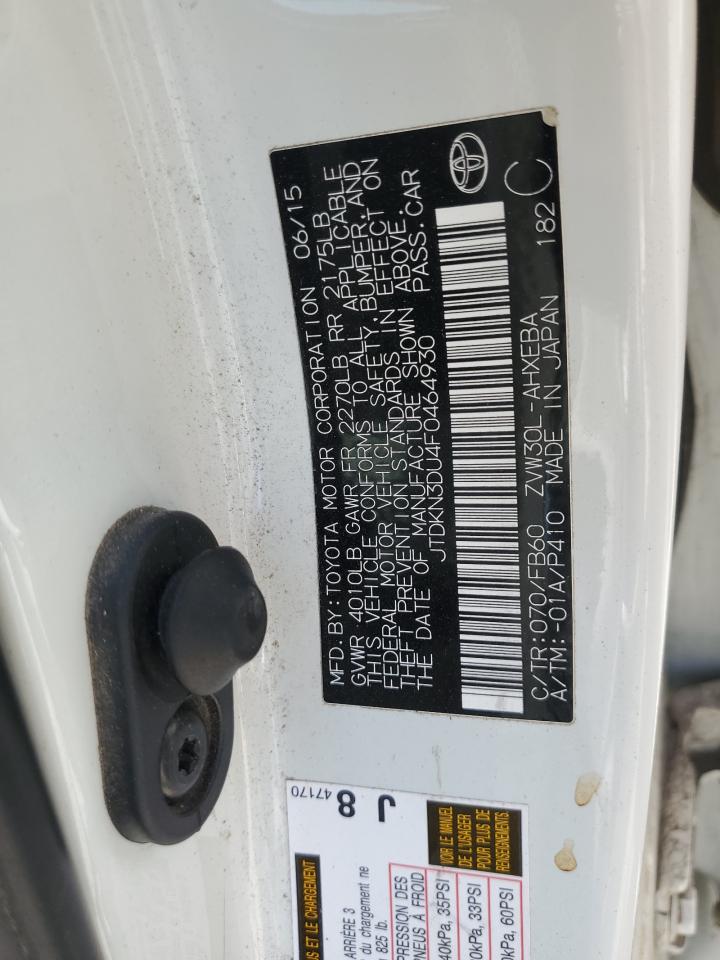 TOYOTA PRIUS 2015 VIN JTDKN3DU4F0464930 zdjęcie 12