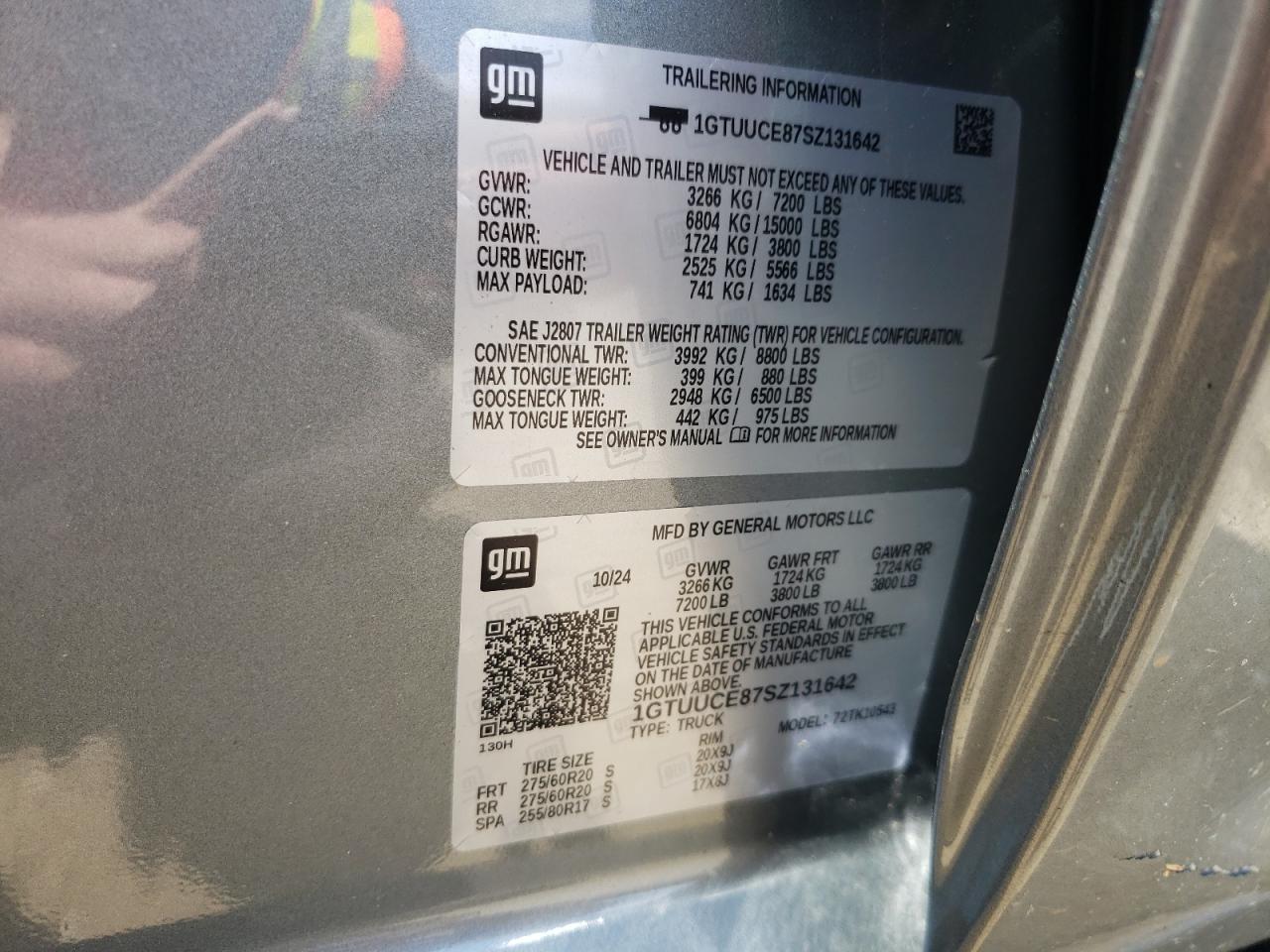 2025 GMC Sierra K1500 Elevation VIN: 1GTUUCE87SZ131642 Lot: 62179855