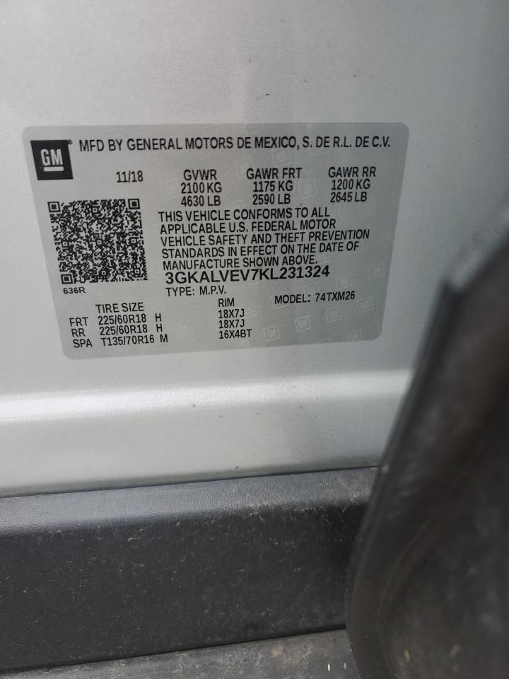 2019 GMC Terrain Slt VIN: 3GKALVEV7KL231324 Lot: 62817655