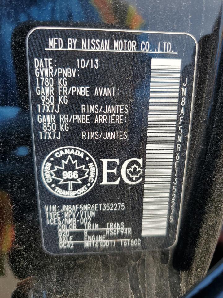 2014 Nissan Juke S VIN: JN8AF5MR6ET352275 Lot: 62381165