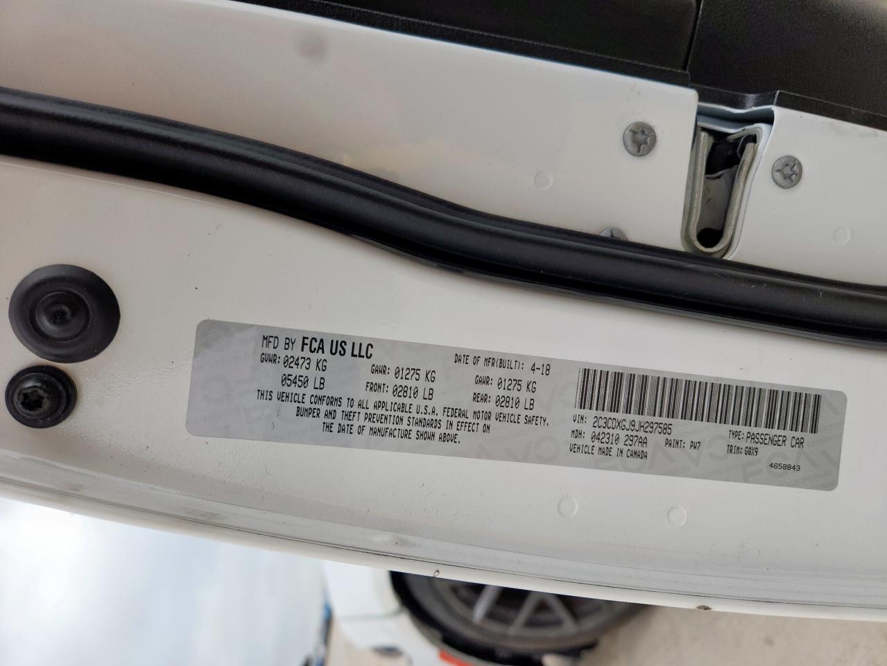 2018 Dodge Charger R/T 392 VIN: 2C3CDXGJ9JH297585 Lot: 61485775