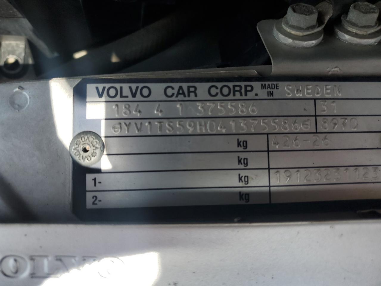 2004 Volvo S80 2.5T VIN: YV1TS59H041375586 Lot: 61306705