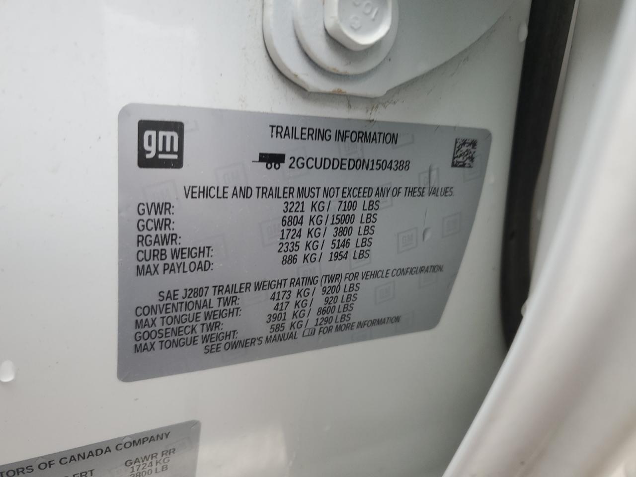 2022 Chevrolet Silverado K1500 Lt VIN: 2GCUDDED0N1504388 Lot: 60436855