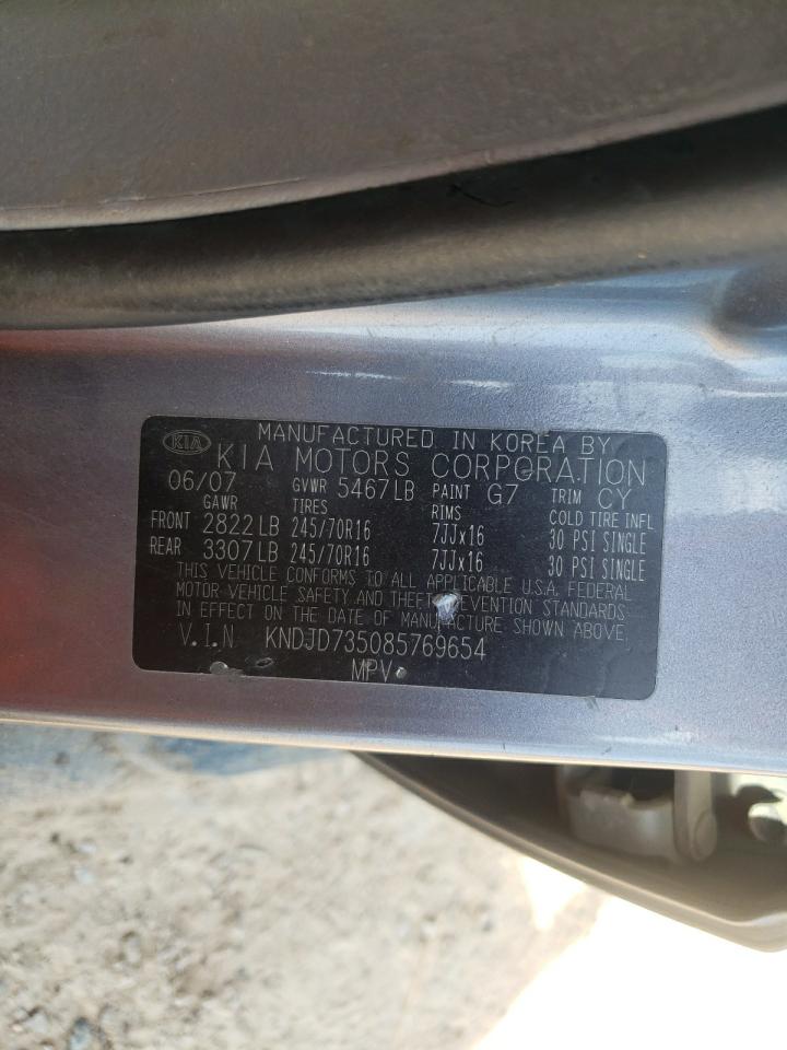 2008 Kia Sorento Ex VIN: KNDJD735085769654 Lot: 61821415