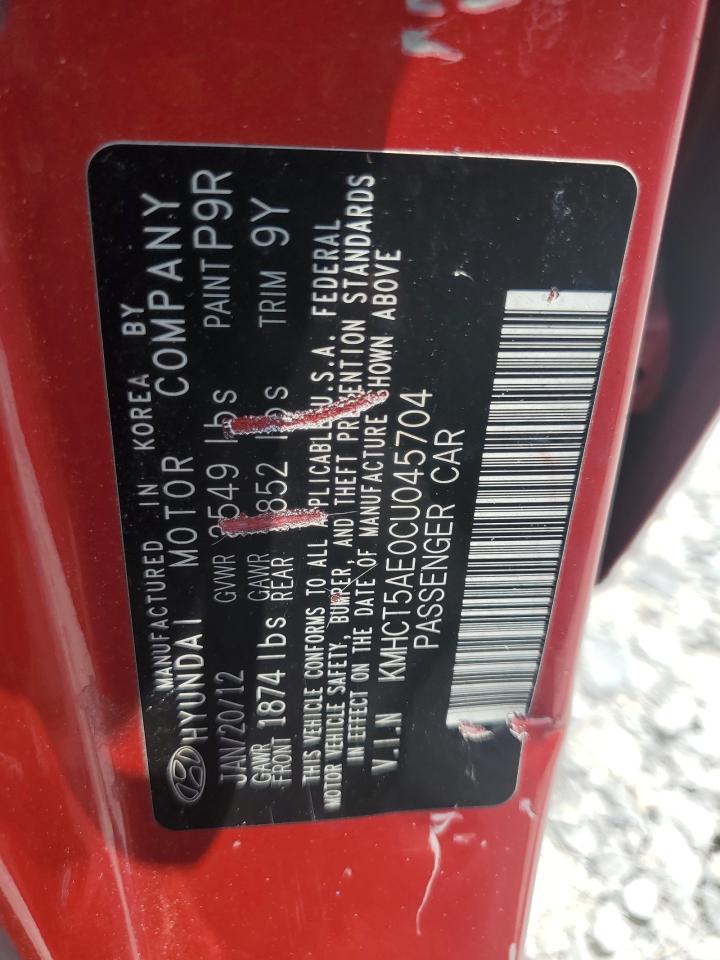 2012 Hyundai Accent Gls VIN: KMHCT5AE0CU045704 Lot: 60893925