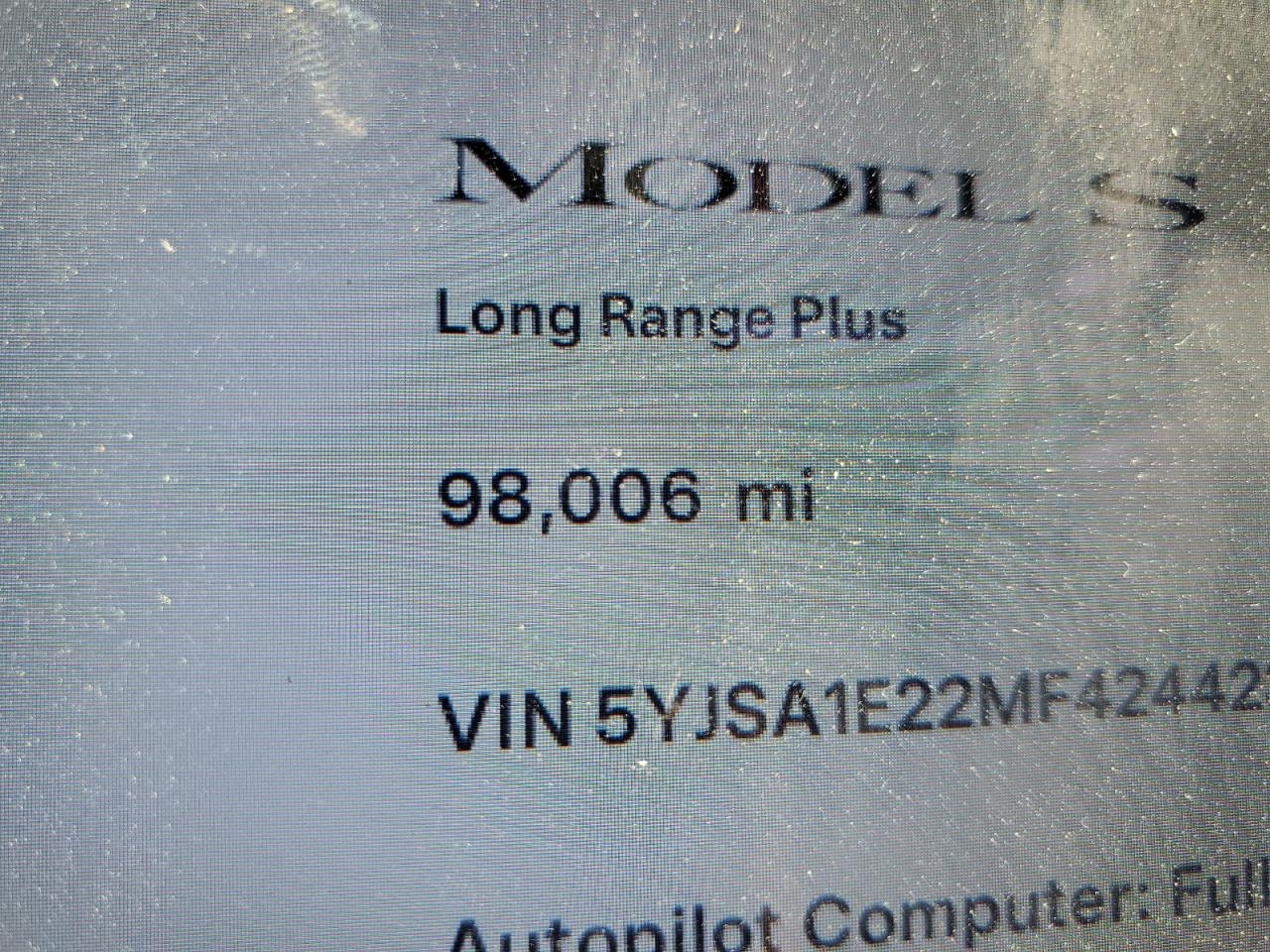 2021 Tesla Model S VIN: 5YJSA1E22MF424423 Lot: 62090975