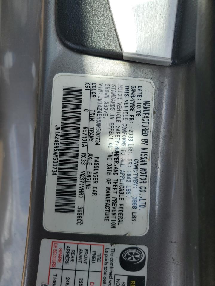 2010 Nissan 370Z VIN: JN1AZ4EH5AM500734 Lot: 62020395