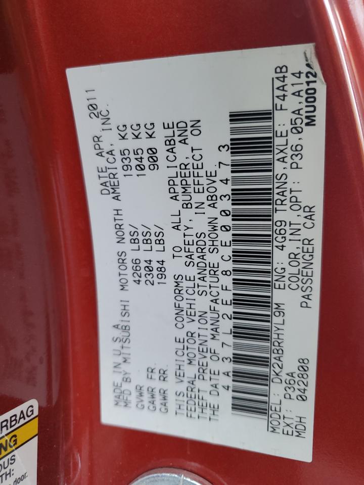 2012 Mitsubishi Eclipse Spyder Gs VIN: 4A37L2EF8CE003473 Lot: 62531685