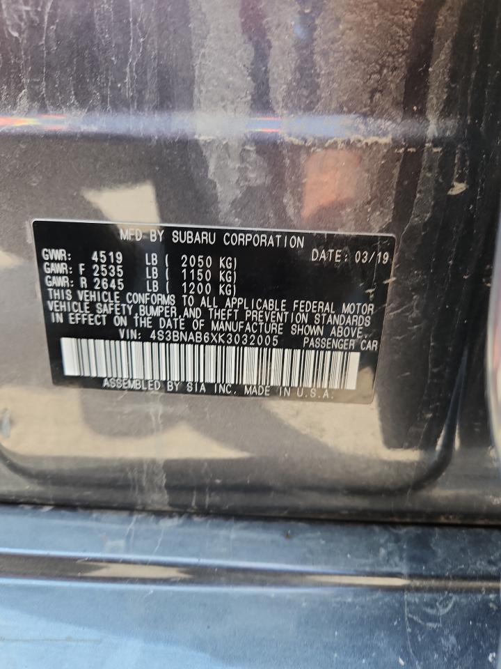 2019 Subaru Legacy 2.5I VIN: 4S3BNAB6XK3032005 Lot: 62398565