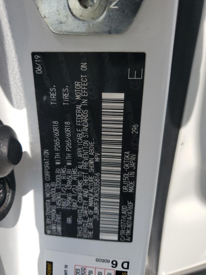 2019 Lexus Gx 460 VIN: JTJBM7FX7K5235816 Lot: 62493585
