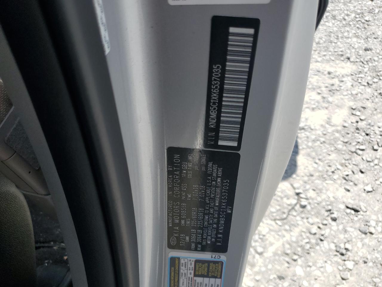 2019 Kia Sedona Lx VIN: KNDMB5C1XK6537035 Lot: 61570665