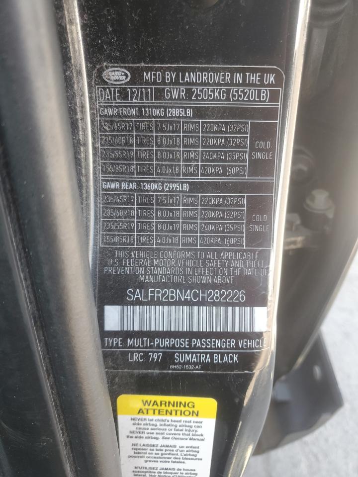 2012 Land Rover Lr2 Hse VIN: SALFR2BN4CH282226 Lot: 60675145