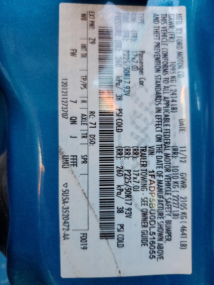 2013 Ford C-Max Sel VIN: 1FADP5BU0DL516055 Lot: 61793345