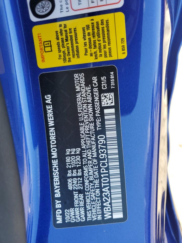 2023 BMW 430I VIN: WBA23AT01PCL93790 Lot: 61570615