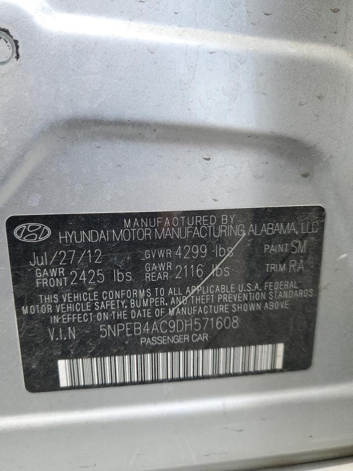 HYUNDAI SONATA 2013 VIN 5NPEB4AC9DH571608 zdjęcie 12