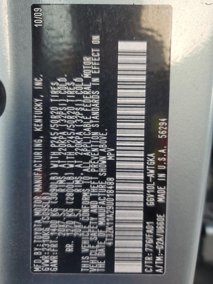 2009 Toyota Venza VIN: 4T3ZK11A29U018488 Lot: 62937885