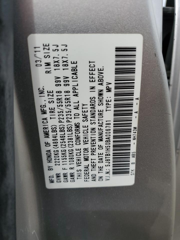 2011 Acura Rdx Technology VIN: 5J8TB1H50BA006781 Lot: 62520755