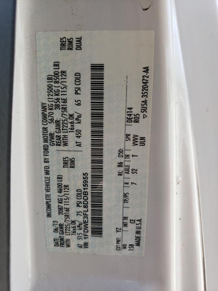 2013 Ford Econoline E350 Super Duty Cutaway Van VIN: 1FDWE3FL8DDB15955 Lot: 62934415