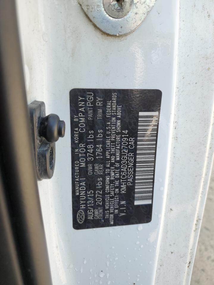 2016 Hyundai Veloster VIN: KMHTC6AD3GU270914 Lot: 60372885