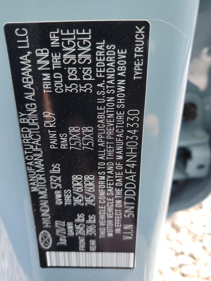 2022 Hyundai Santa Cruz Sel Premium VIN: 5NTJDDAF4NH034330 Lot: 60033765