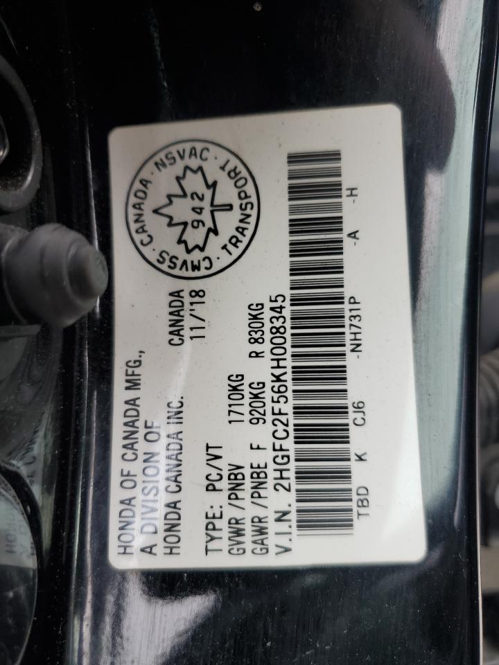 2019 Honda Civic Lx VIN: 2HGFC2F56KH008345 Lot: 62855605