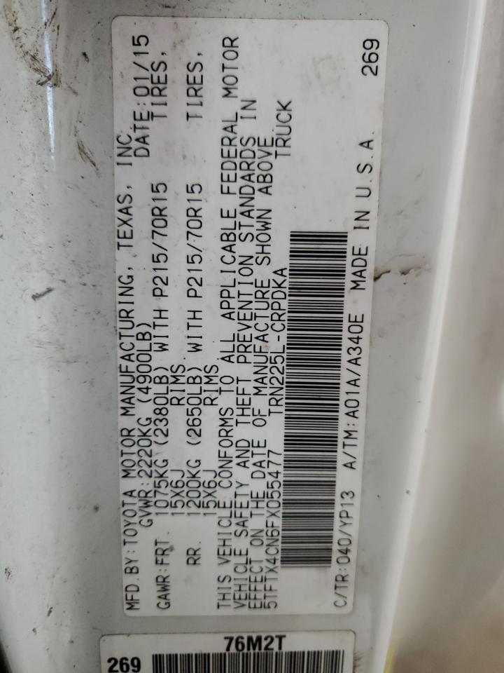 2015 Toyota Tacoma Access Cab VIN: 5TFTX4CN6FX055477 Lot: 61984295
