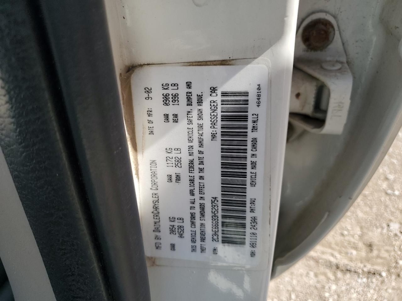 2003 Chrysler 300M VIN: 2C3HE66G93H529754 Lot: 60244985