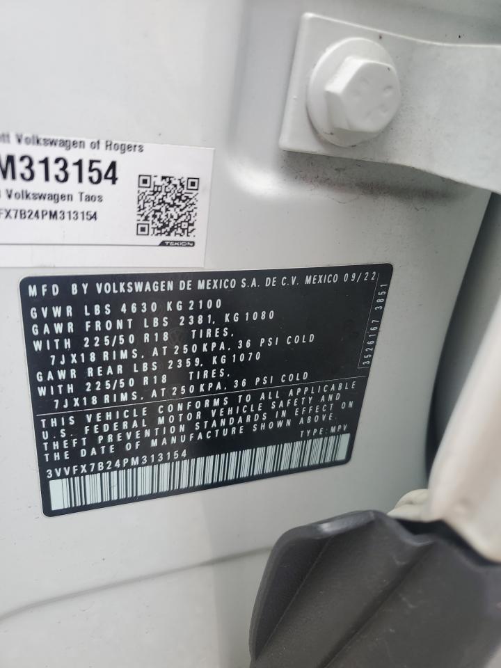 2023 Volkswagen Taos S VIN: 3VVFX7B24PM313154 Lot: 59332015