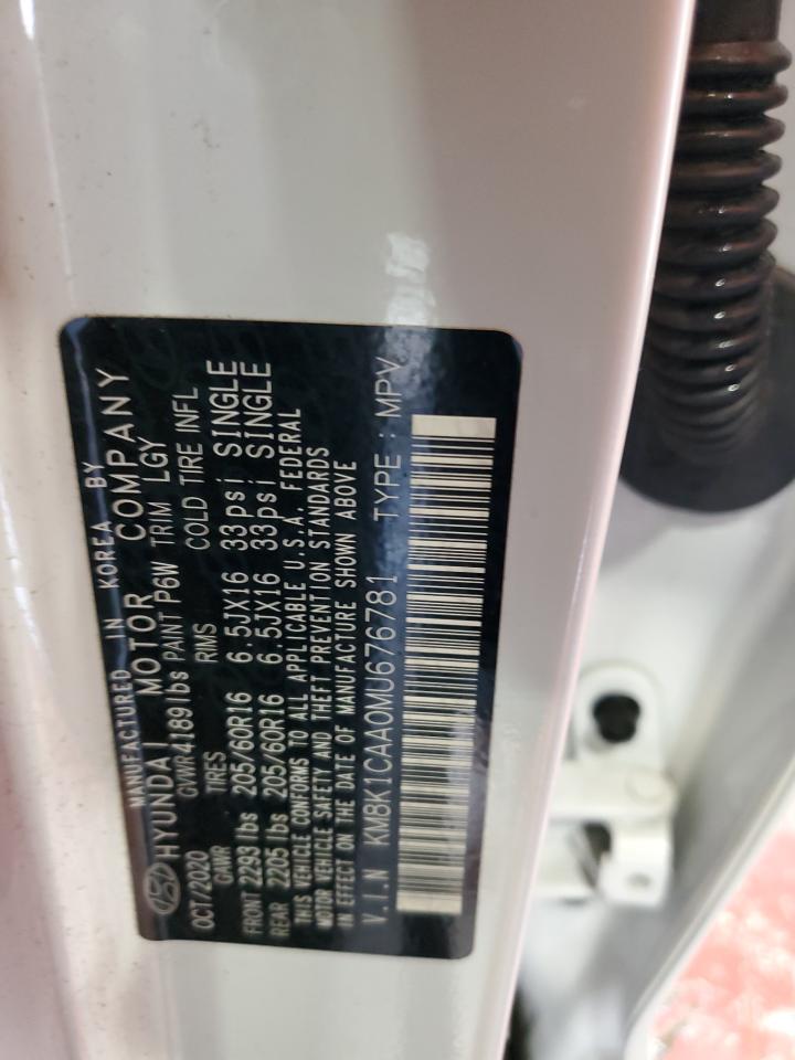 2021 Hyundai Kona Se VIN: KM8K1CAA0MU676781 Lot: 62313235