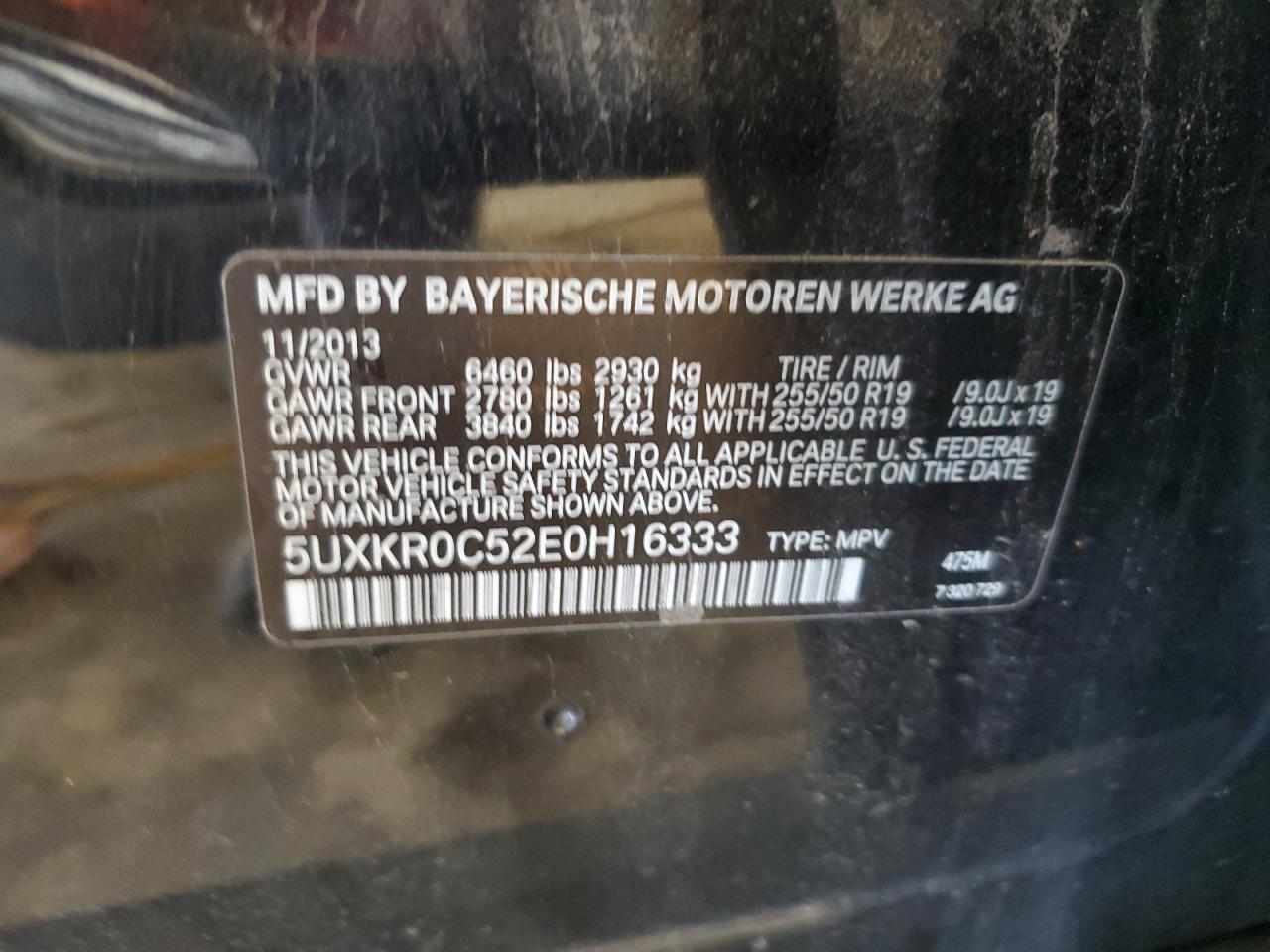 2014 BMW X5 xDrive35I VIN: 5UXKR0C52E0H16333 Lot: 63017115