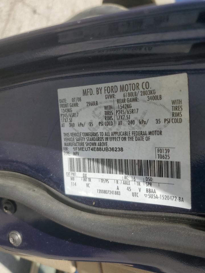 2008 Ford Explorer Eddie Bauer VIN: 1FMEU74E88UB36238 Lot: 61727765