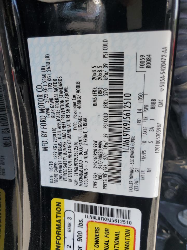 2018 Lincoln Continental Select VIN: 1LN6L9TK9J5612510 Lot: 61815225