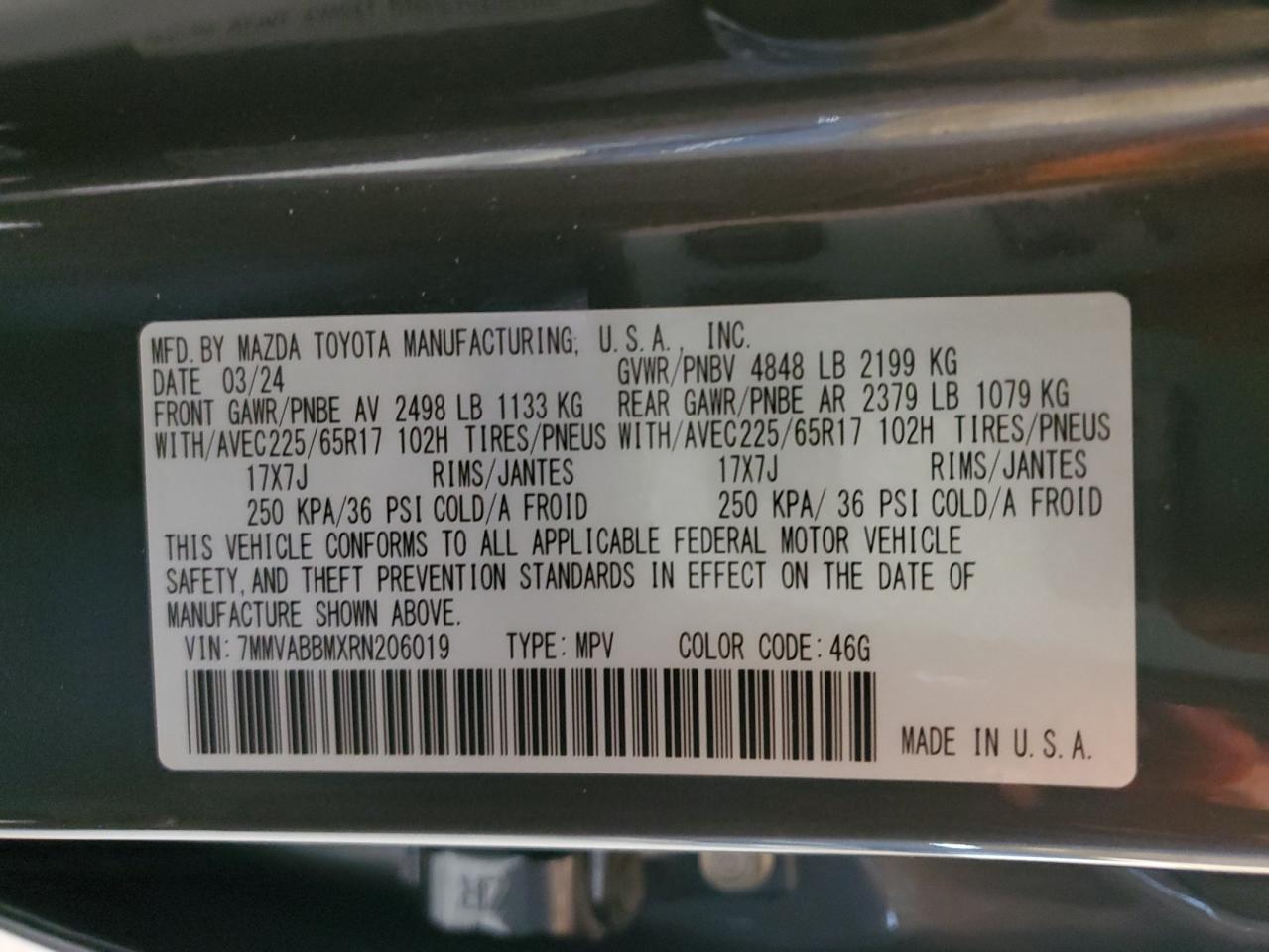 2024 Mazda Cx-50 Preferred VIN: 7MMVABBMXRN206019 Lot: 60752235