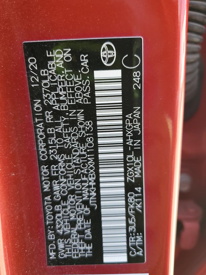 2021 Toyota C-Hr Xle VIN: JTNKHMBXXM1108138 Lot: 61639465