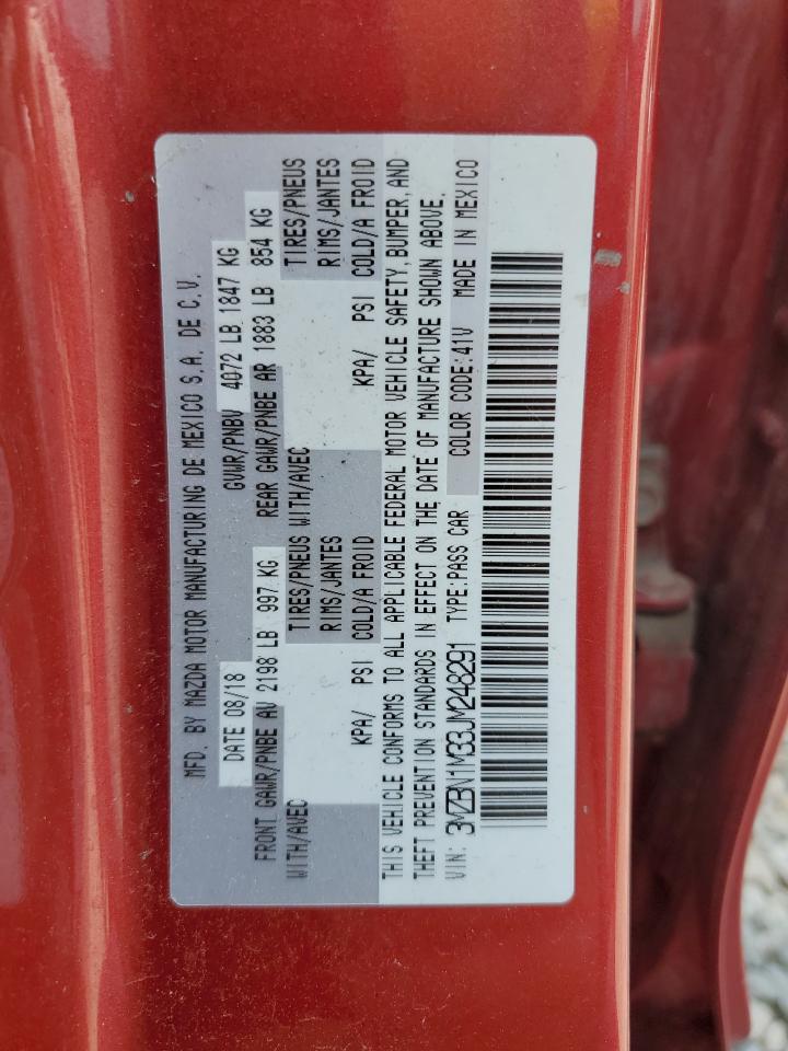 2018 Mazda 3 Grand Touring VIN: 3MZBN1M33JM248291 Lot: 60555235