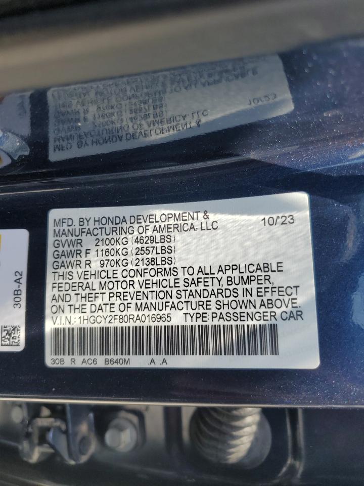 2024 Honda Accord Touring Hybrid VIN: 1HGCY2F80RA016965 Lot: 61759355