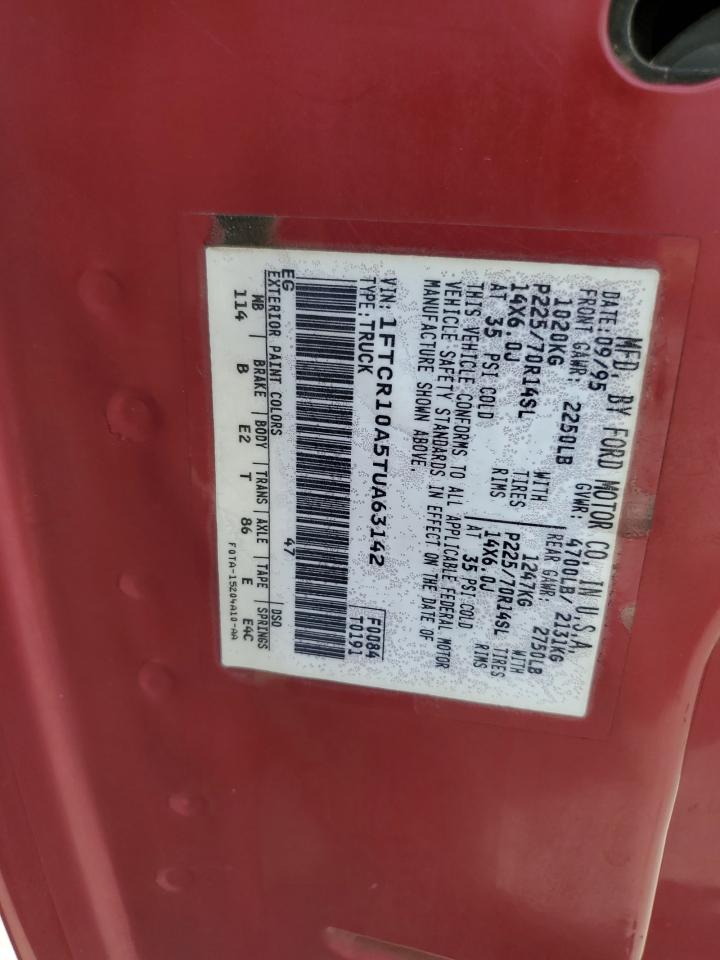 1996 Ford Ranger VIN: 1FTCR10A5TUA63142 Lot: 62857345
