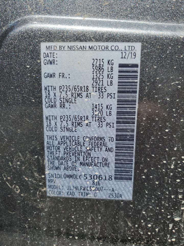 2020 Infiniti Qx60 Luxe VIN: 5N1DL0MM0LC530618 Lot: 61285215