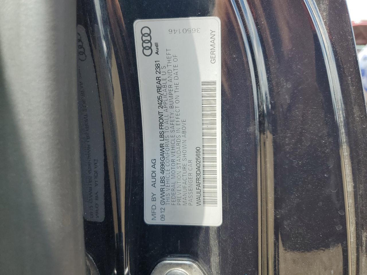 2013 Audi A5 Premium Plus VIN: WAULFAFR3DA025690 Lot: 55323575