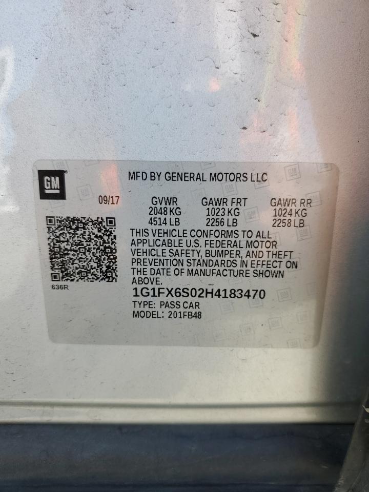 2017 Chevrolet Bolt Ev Premier VIN: 1G1FX6S02H4183470 Lot: 62199235