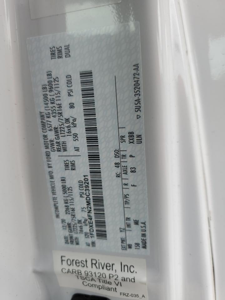 2021 Ford Econoline E450 Super Duty Cutaway Van VIN: 1FDXE4FN2MDC39201 Lot: 61337325