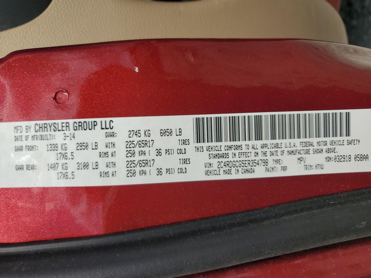 2014 Dodge Grand Caravan Sxt VIN: 2C4RDGCG5ER354798 Lot: 62827845